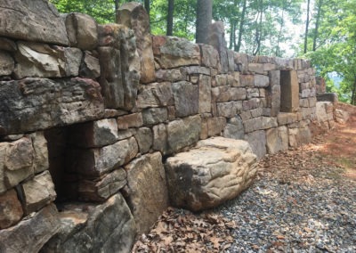 stone wall with decorative nooks