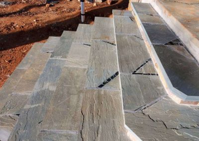 stone steps with inlay