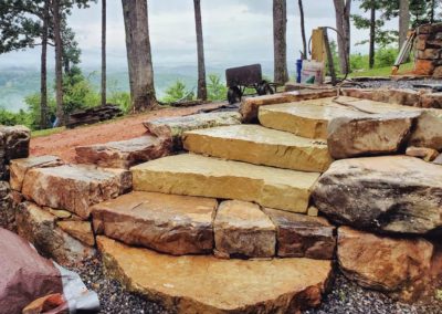stone staircase and mountain view