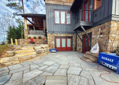 patio and stone veneer